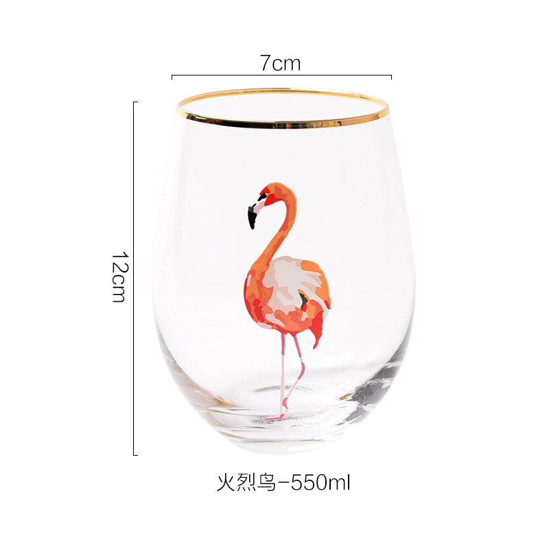 2 stk/parti flamingo kaktus kat trykt glod glas kop krystal vand vin øl drikkeglas: Flamingoer
