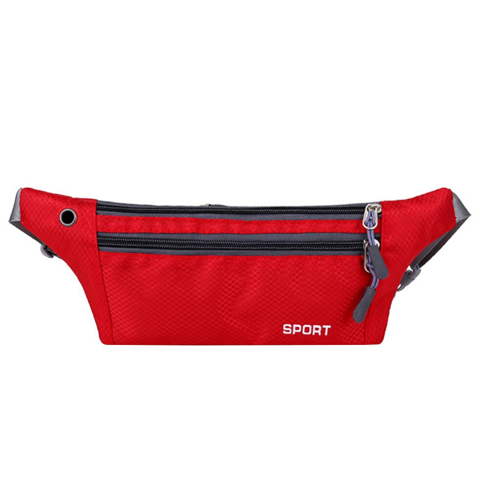 Running Waist Bag Outdoor Sports Jogging Fanny Phone Holder Belt Pack Canvas Men Women Phone Key Zipper Fitness Cycling Pouch: Red 22x12cm