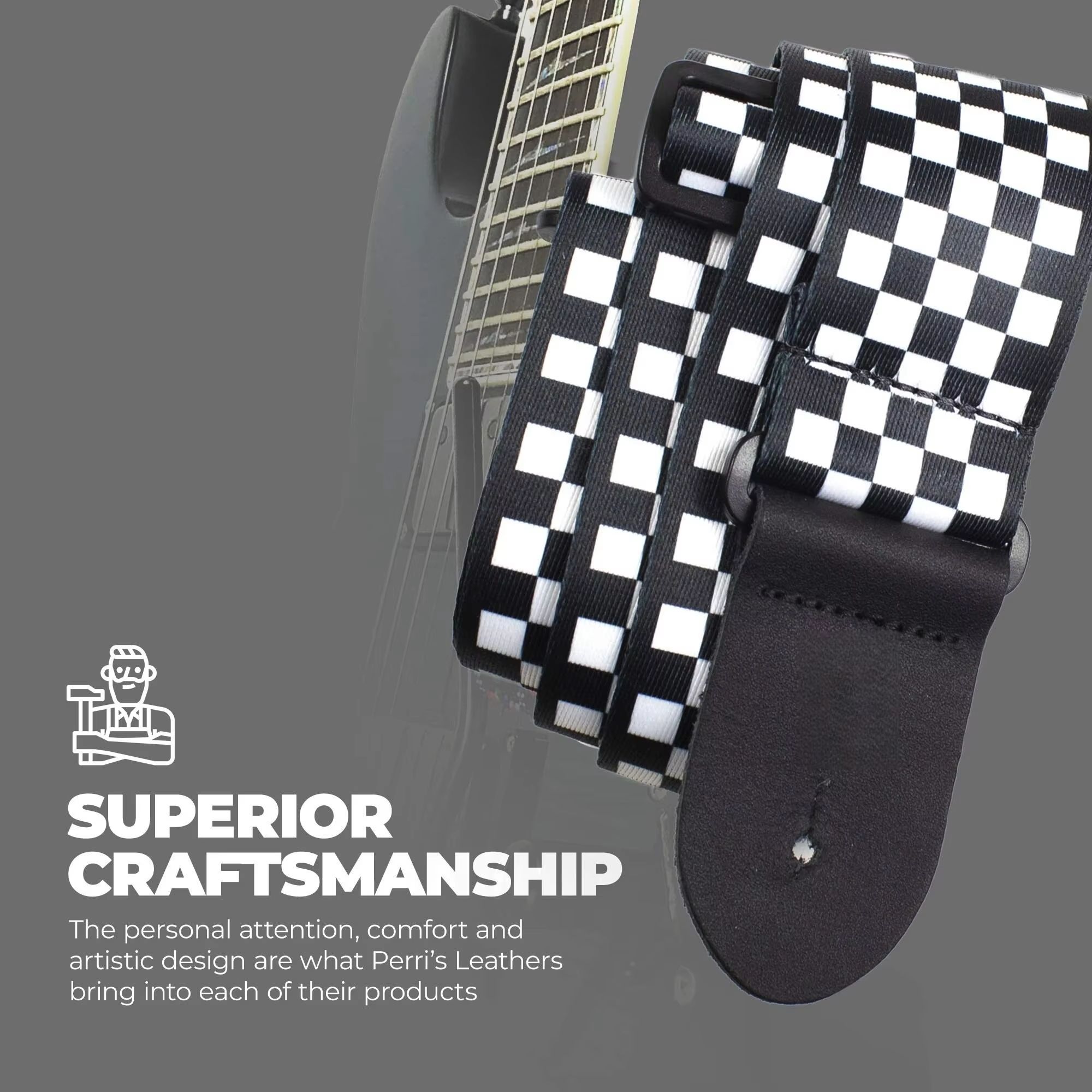 10 peças alça de ombro de guitarra, padrão de quadrados preto e branco alça de ombro de guitarra ajustável inclui 5 palhetas de guitarra e 1 retenção