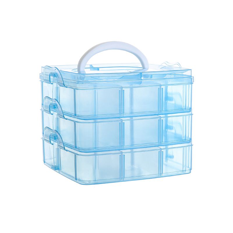 Transparent Portable Large Jewelry Organizer Removable Grids Jewelry Storage Rings Necklaces Box Container Case Display: Blue