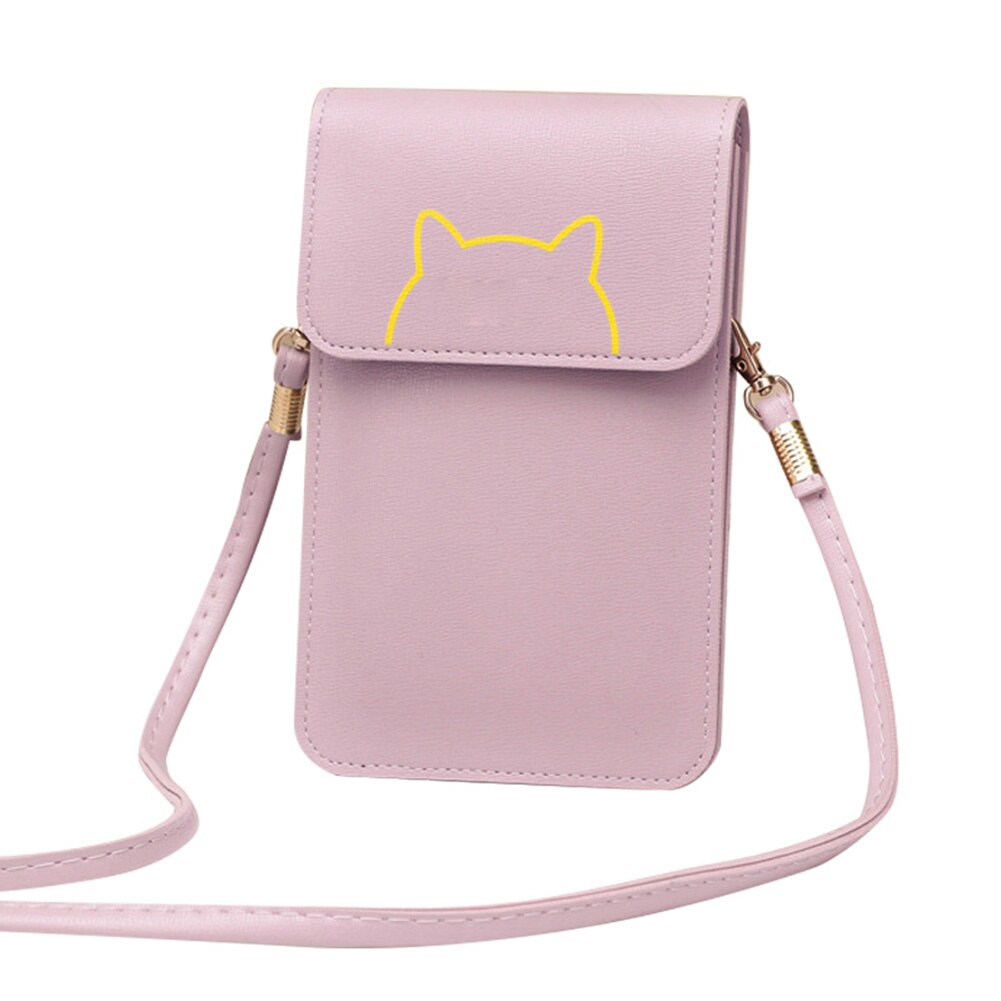 Damplånbok beröringsskärm pu-läderbytesväska kvinnor crossbody mobiltelefonpåse plånbok portefeuille femme: Lila
