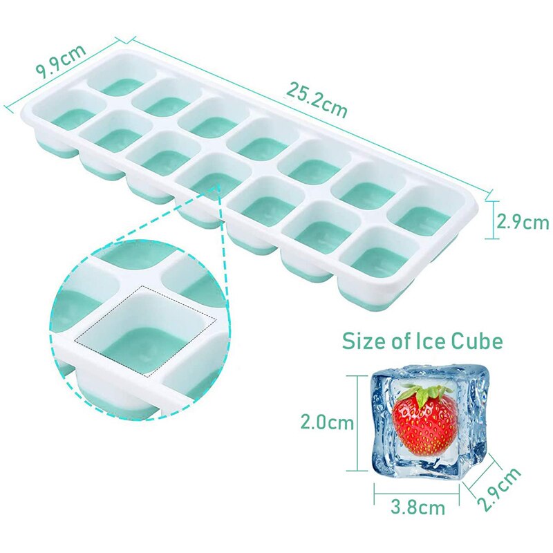 14 Rooster Ijsbakje Siliconen Ice Cube Met Deksel Lade Houden Cool Stapelbaar Ijsblokjedienbladen Ijsblokjes