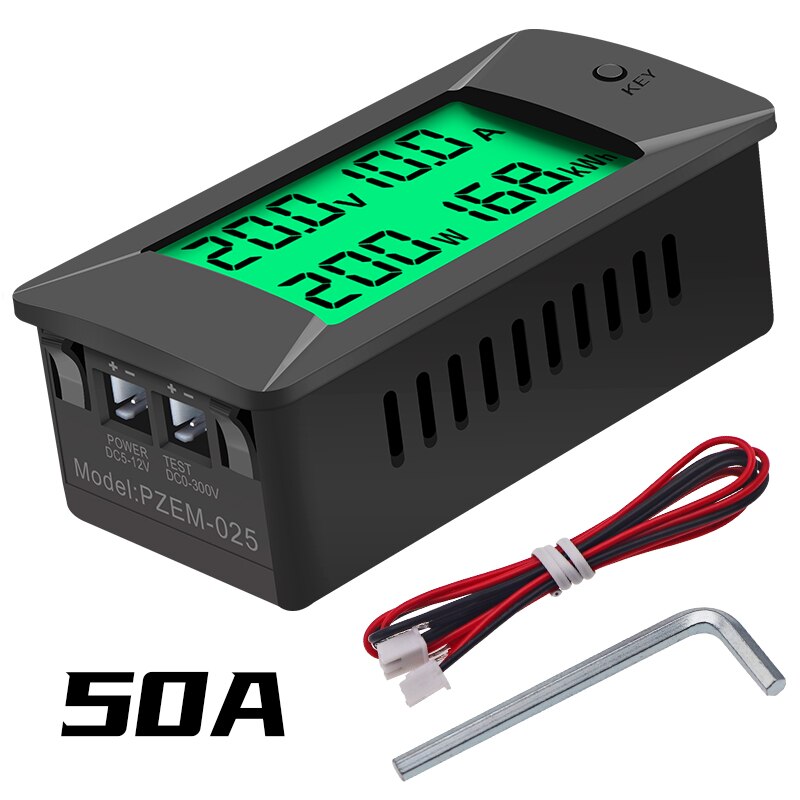 Dc 0-300v 300a voltmeter amperemeter bilbatteri testare kwh el energi spänning effektmätare monitor 12v 24v 48v 96v +  shunt: Pzem -025 50a