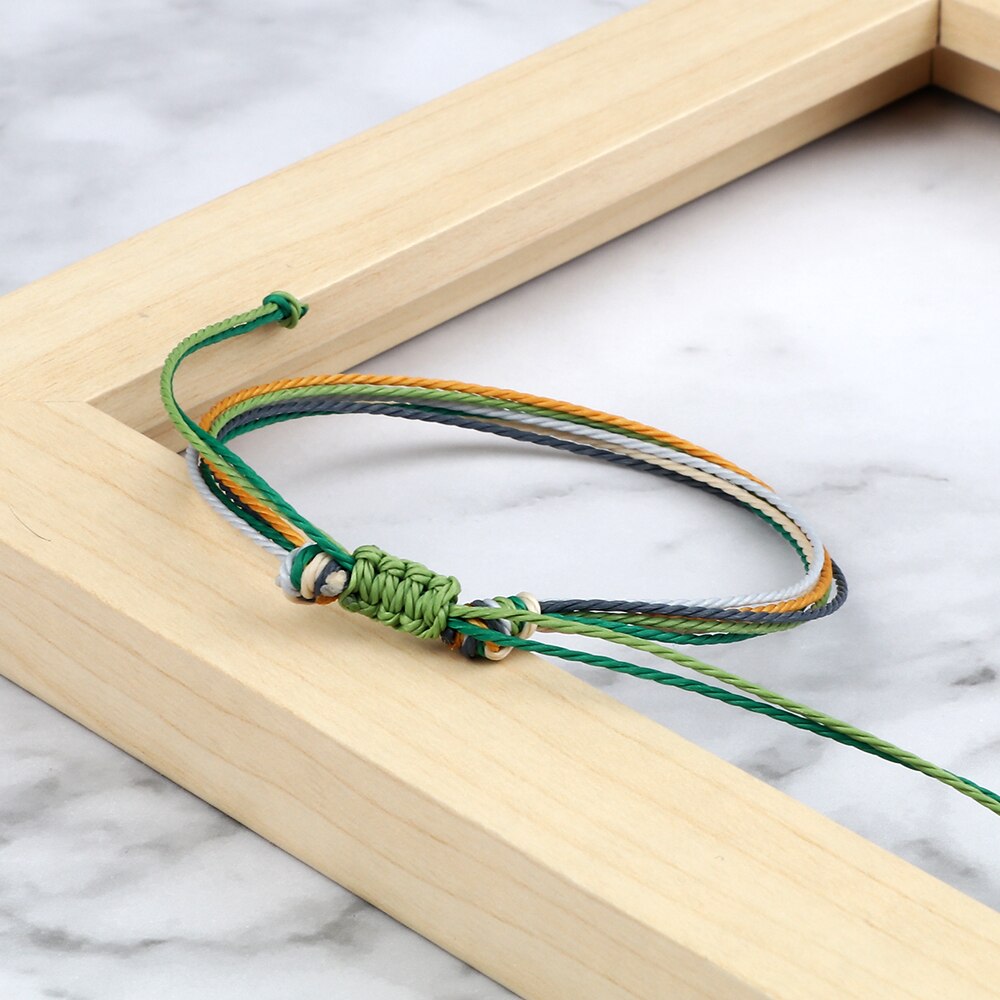 Pulsera trenzada con línea de cera de colores para hombre y mujer, brazalete ajustable, de joyería para amigos, Pulsera de pareja, 13 estilos