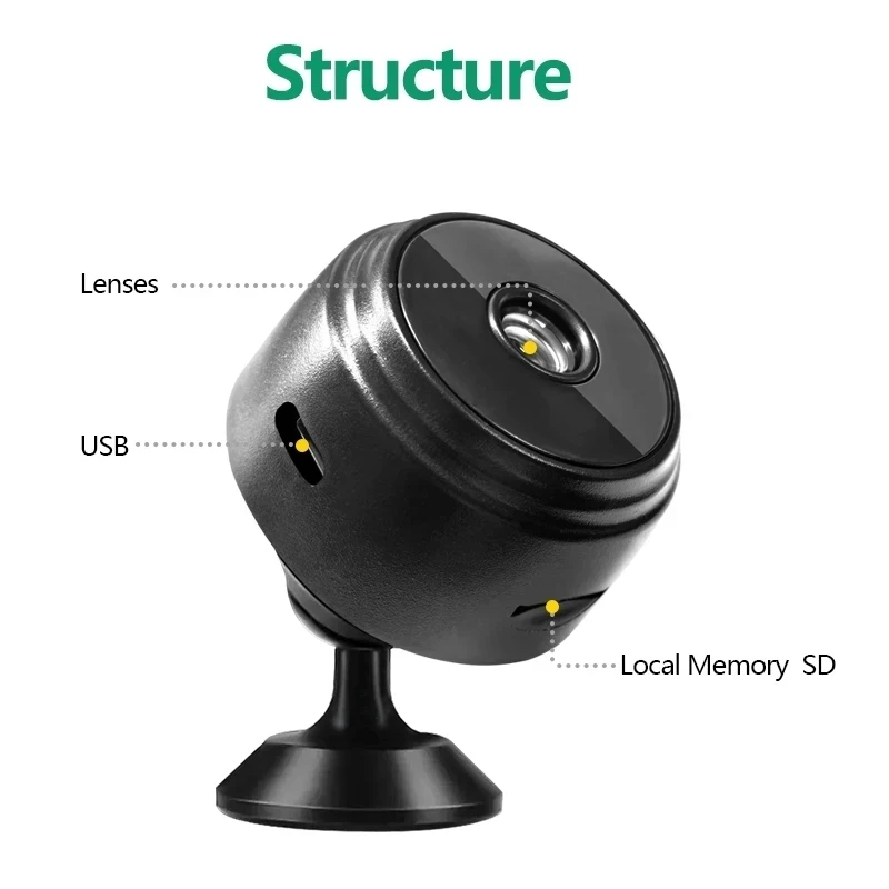 mini Kamera WiFi 1080P HD Bezprzewodowy monitor Domowy z Funkcją Noktowizji, Zdalny monitorowanie, Inteligentna Kamera robić Monitoringu Wewnętrznego