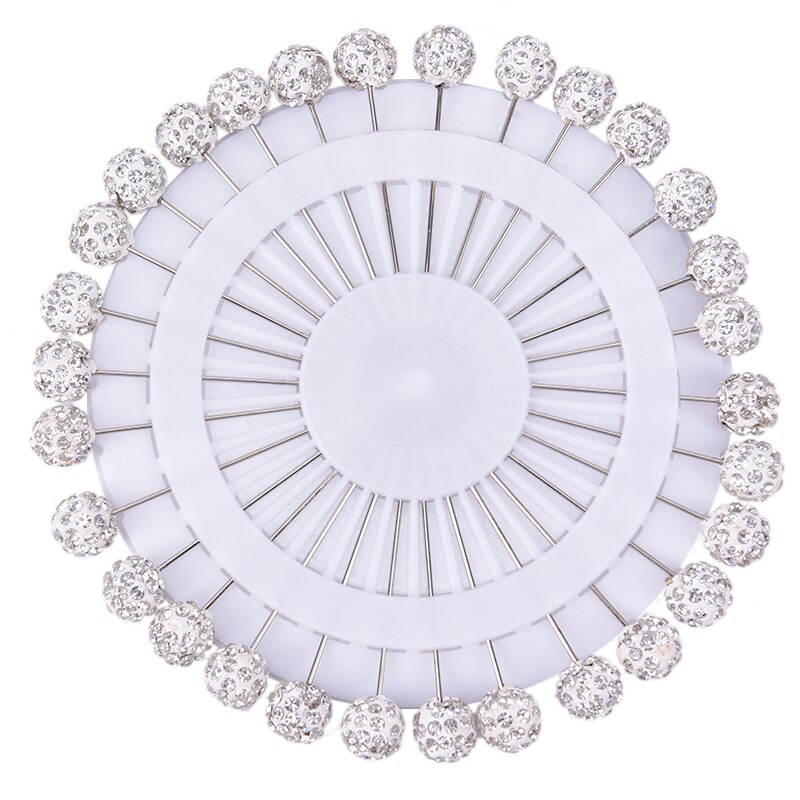 30 sztuk muzułmańnarty hidżab przypinki robić chusty kryształ piłka broszka Szpilka moda klips na szalik ślubne Szpilka dla kobiet kryształowa kula broszka: biały