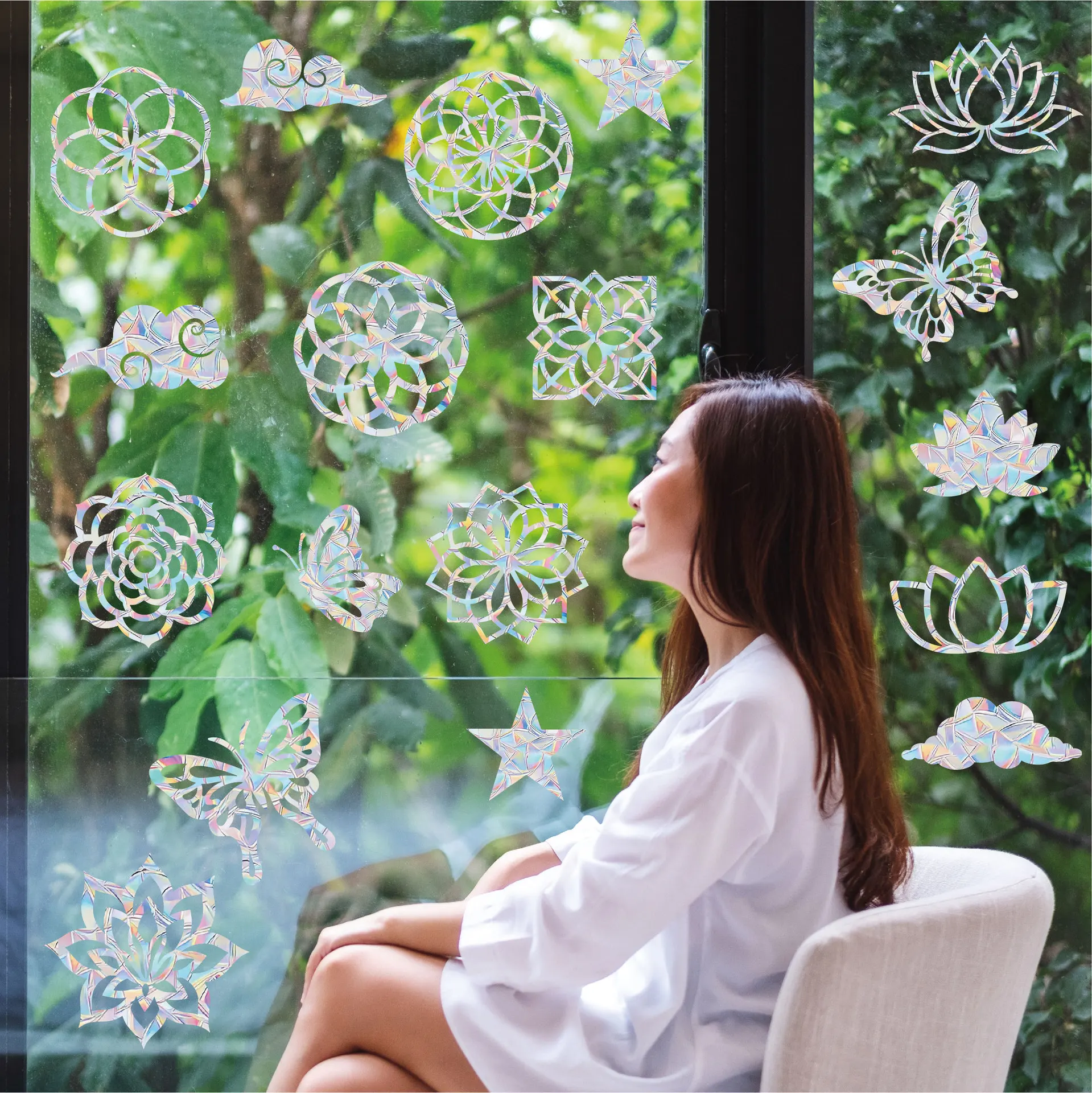 Sunshine Catcher Colorful Window Stickers Rainbow Prism Butterfly Electrostatic Glass Stickers PVC Anti-collision Window Sticker