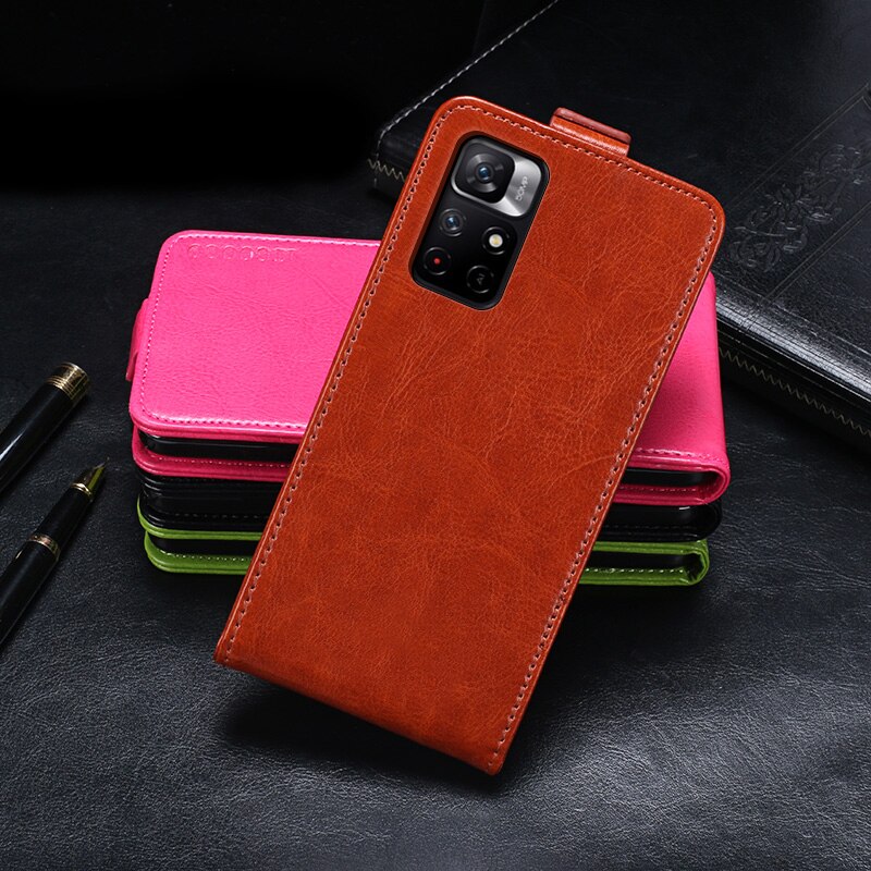 Up Down Case Voor Xiaomi Redmi Note 11 Pro Plus Telefoon Bag Holster Verticale Flip Pu Leather Cover Redmi Note 11 Pro + Premium Case