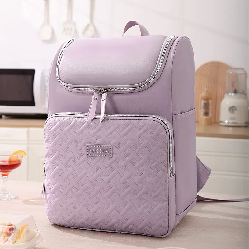 Zaino termico da picnic per birra Borsa da pranzo da campeggio per alimenti Bevande Borsa da frigorifero a prova di perdite da viaggio isolata da spiaggia: Beige