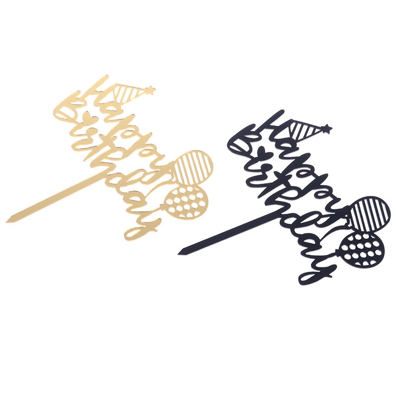 Cute Happy Birthday Cake Topper Acrylic Birthday Party Dessert Decoration Cupcake Topper