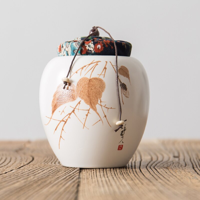 Moisture-proof seal portable ceramic with lid coffee bean candy biscuit collection storage tank kitchen storage decoration: C