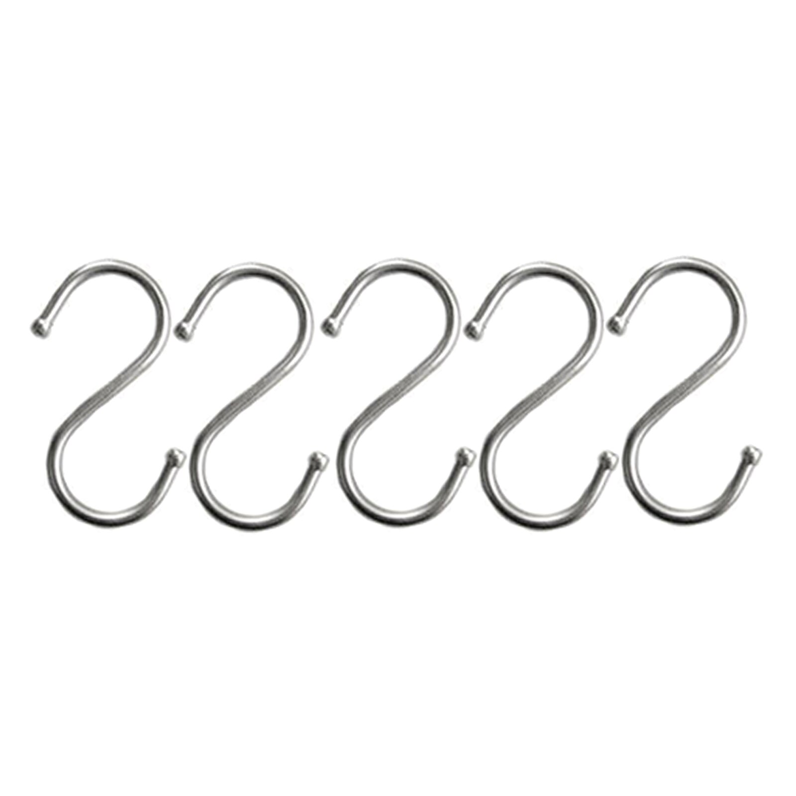 5pcs tainless Steel S Hooks, Drill-free Kithcen Rod Pan Pot Hanging Hook, Clothes Hanger Hook for Jeans Pants Scarfs Bags