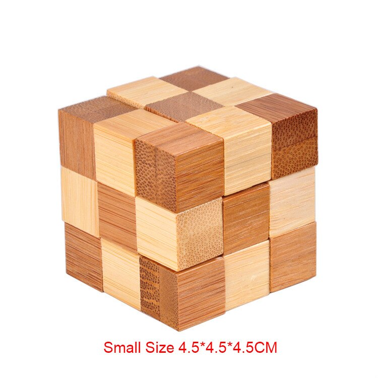 Kleine Größe Bambus Kong Ming Lock Spielzeug Klassische IQ 3D Holz Verriegelung Grat Puzzles Gehirn Teaser Spiel Spielzeug für Erwachsene kinder