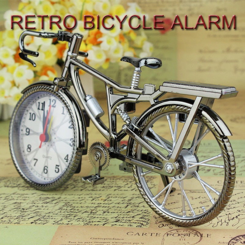 Vintage Bike Clock Home Decor Retro Bicycle Alarm Clock Arabic Numeral Bicycle Shape Alarm Clock Table Clock Cool