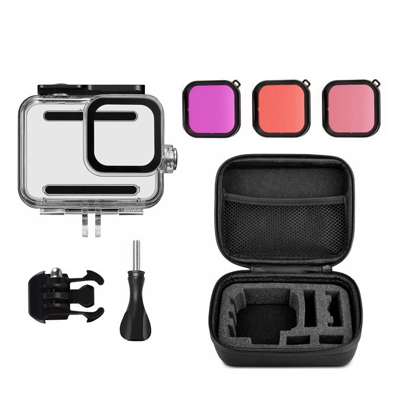 Nieuw Voor Gopro Hero 8 Waterdichte Bescherming Doos Dive Case + Hero 8 Zwart Camera Rode Duiken Filter Kits Voor go Pro 8 Accessoires: C