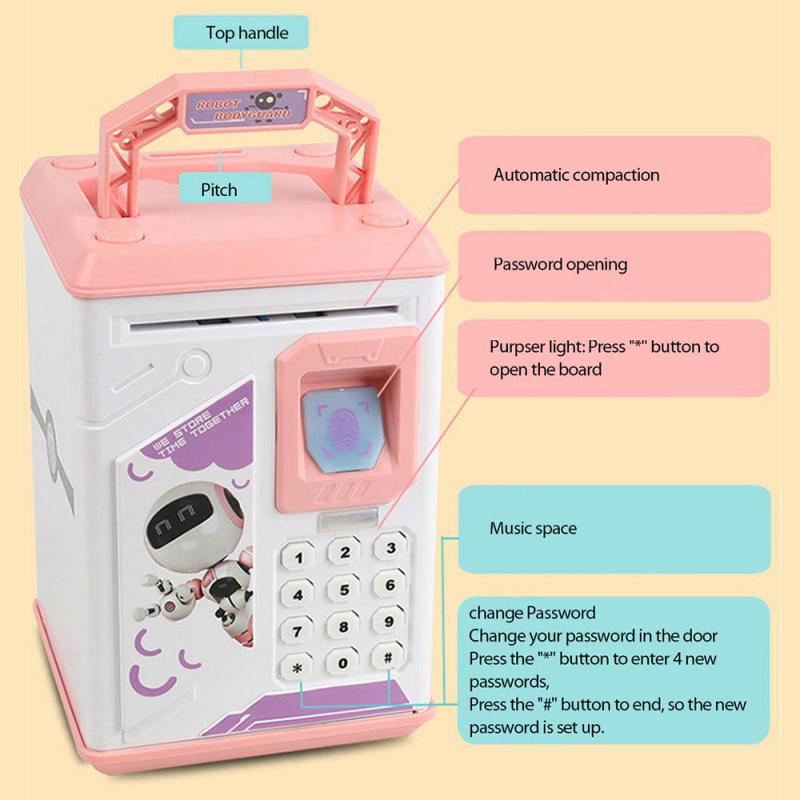 Elektronische Sparschwein ATM Passwort Geld Kasten Bargeld Münzen Spardose ATM Bank Sicher Kasten Automatische Ablagerung Banknote Für freundlicher