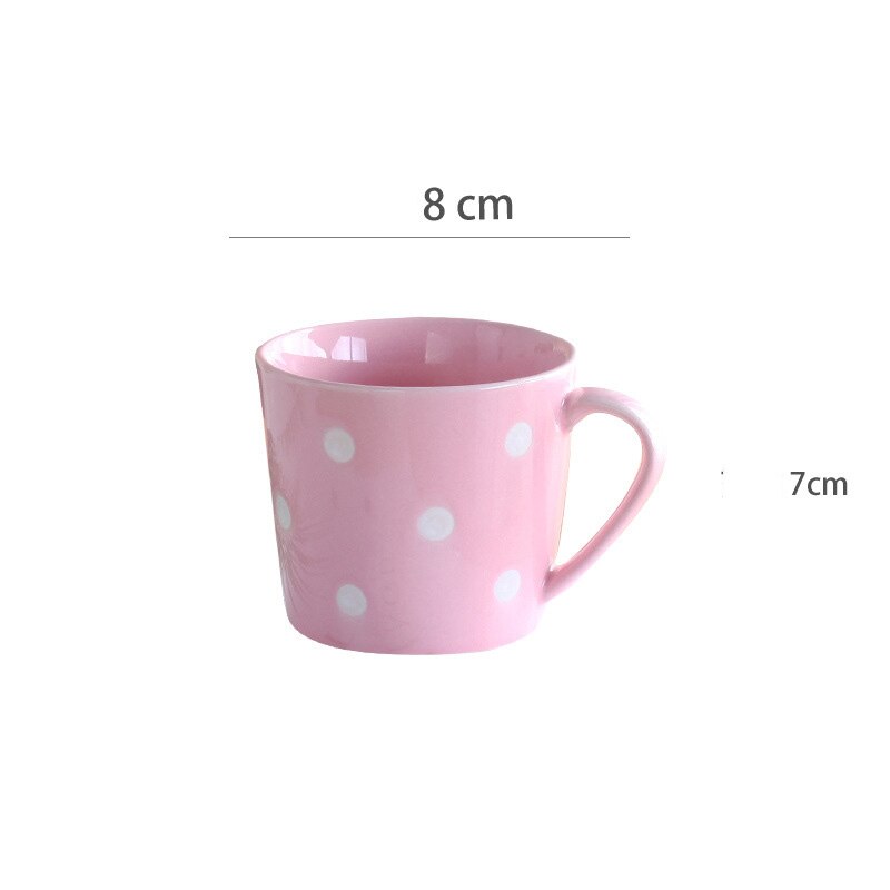 Tazas de café de lunares de 200ml, taza de leche, cerámica creativa, para el hogar, color rojo y rosa