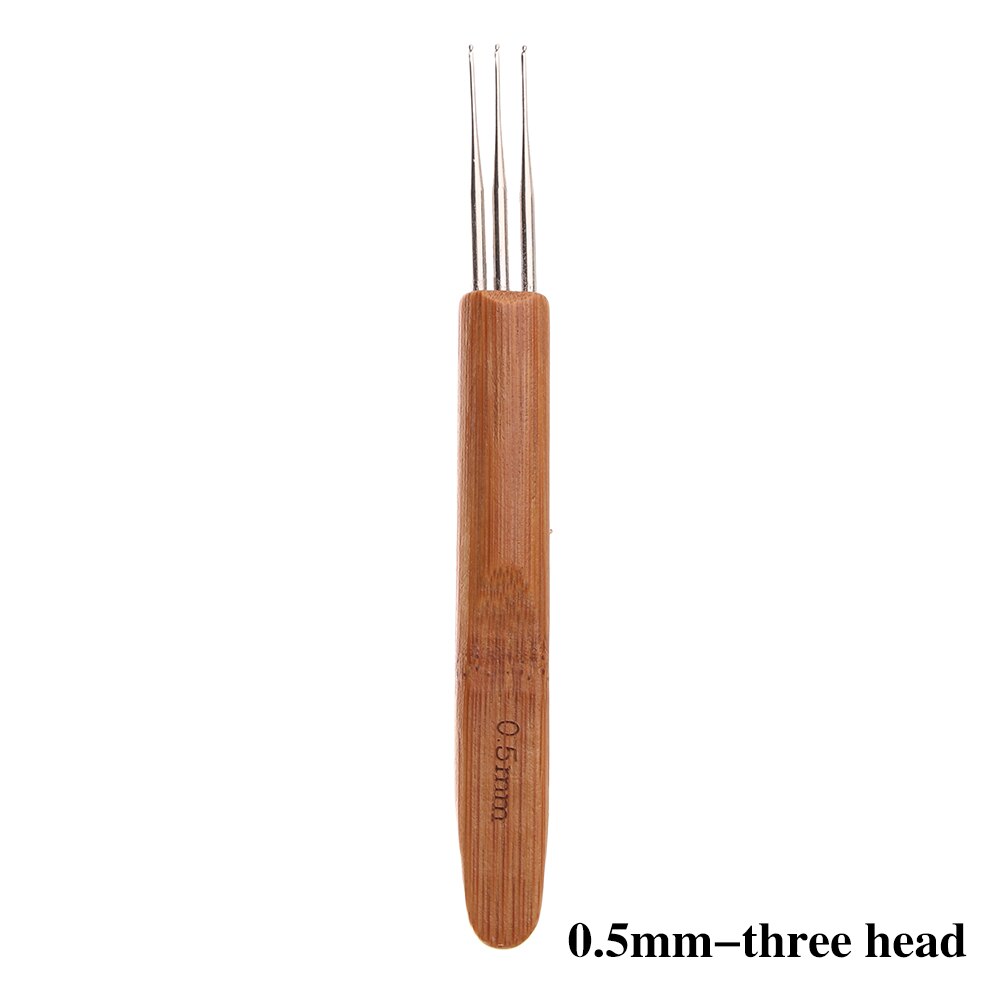 Agujas de ganchillo de Triple cabeza para rastas, 1 Uds., con mango de bambú, Micro gancho para rastas, herramientas para hacer Cabello, ganchos de tejido: 03