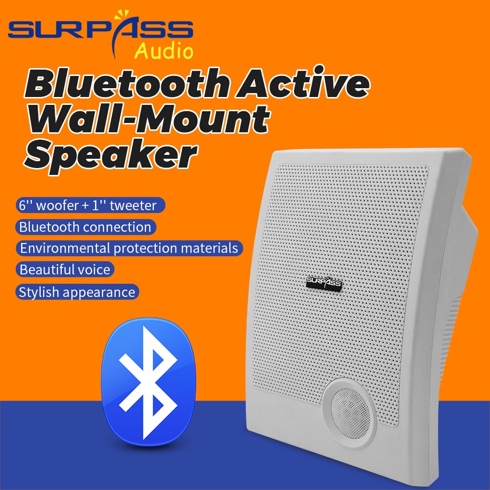 Speaker Bluetooth 10W PA Active Wall Mount Hifi Fidelity Loudspeaker Surround Sound Subwoofer Home Theatre System