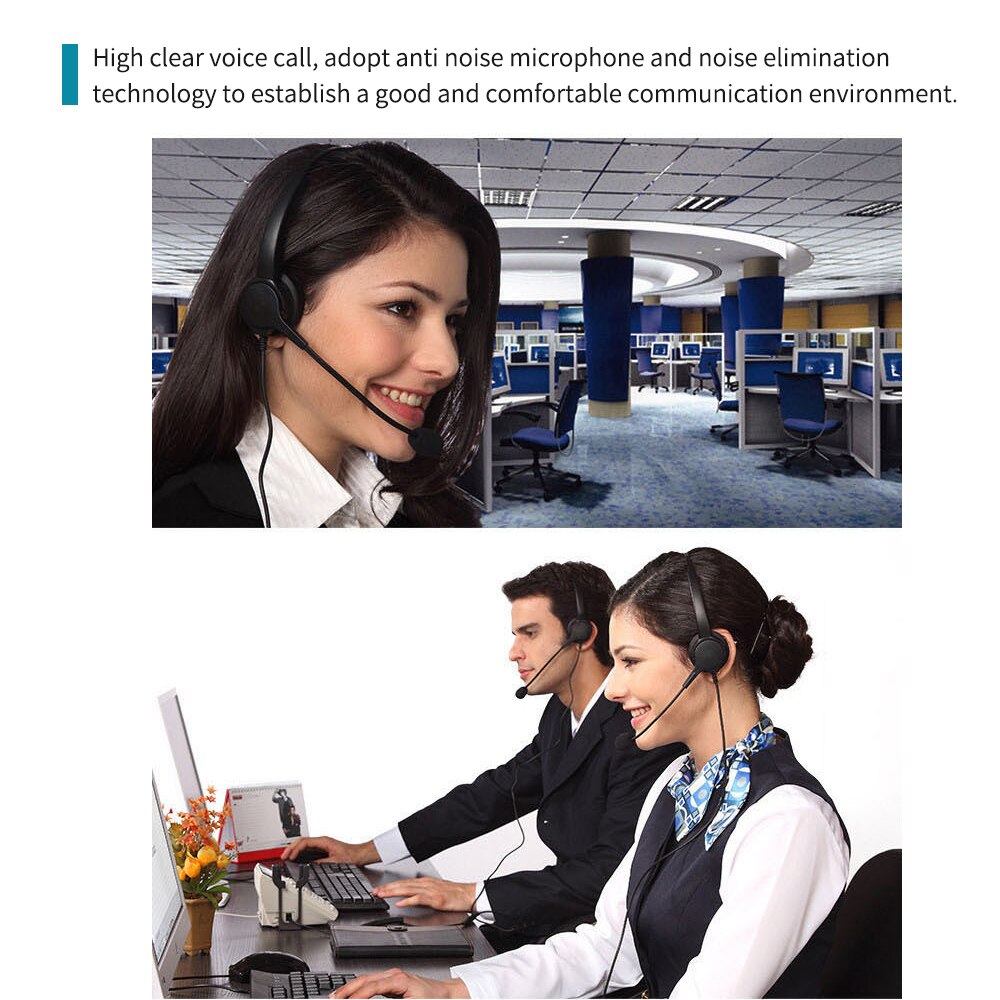 Single-Sided USB Corded Headset Call Center Monaural Headphone with Adjustable Microphone Mute Volume Control Button for Office