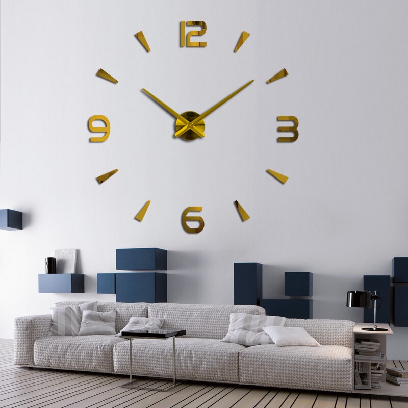 DIY Acrylic Mirror Wall Clock Big Quartz Watch Still Life Modern Watches Living Room Home Decoration 3D