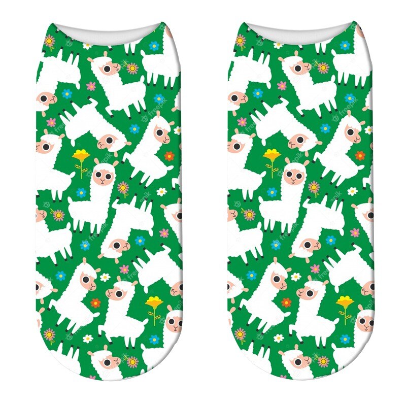 Cute Crew Cartoon Socks Women Animals Alpaca Patterned Socks Happy Korea Harajuku Kawaii Socks For: style2