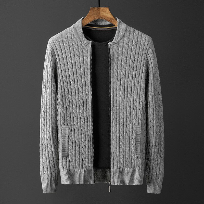 Forårs strikket cardigan jakke stativ krave afslappet computer stribet sweater herre plus størrelse m  -4xl: -en / Xxxl