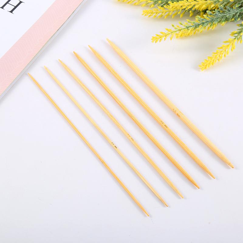 Agujas de tejer rectas de doble punta, gancho de ganchillo de bambú, suéter DIY, calcetines, herramientas de tejer, tamaño 2-5mm, 20cm, 5 unids/set