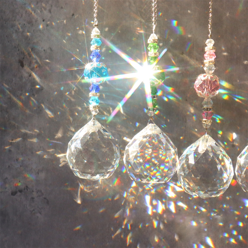 Attrape-soleil lustre en cristal décor boule de vitrail suspendu pendentif capteur de lumière réfléchissant maison jardin cour décor