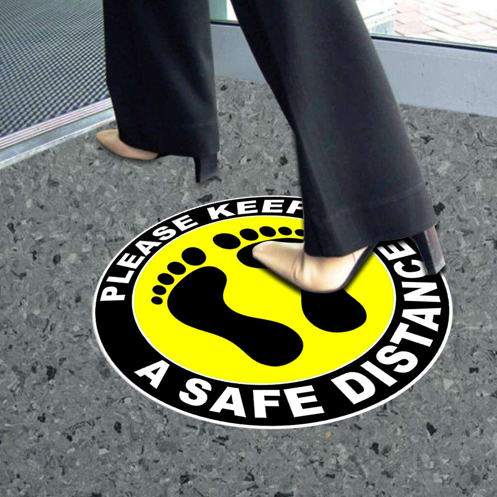 Ground Sign Stickers Isolated Label Please Keep Wait Here Stand Here Keep 6ft In Between Distance Marker Floor 30x30cm Distance