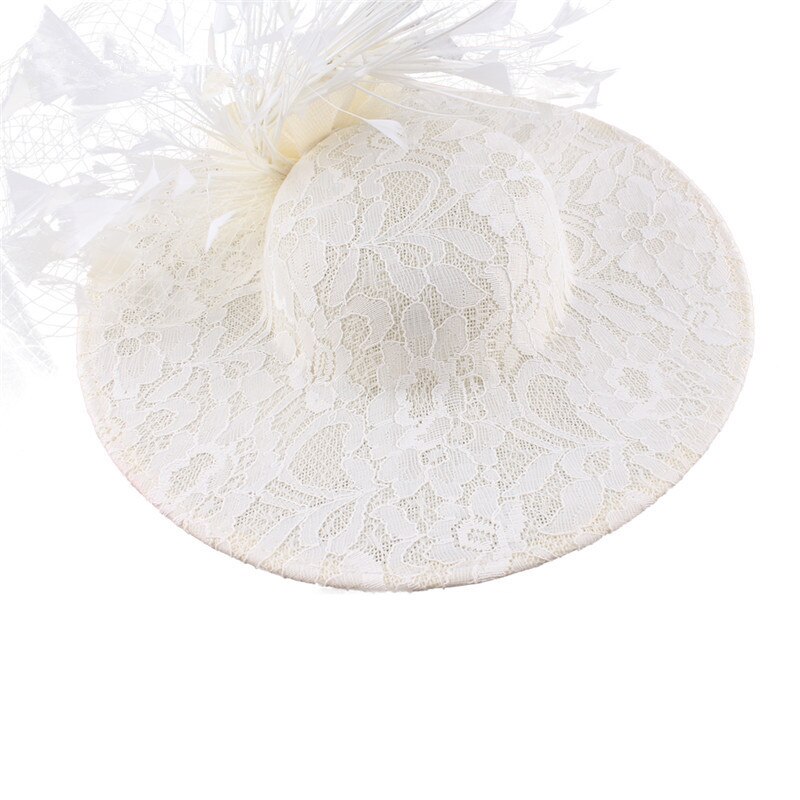 Janevini Grote Elegante Vrouwen Hoeden Bruiloft Facinators Linnen Mesh Birdcage Veil Ivoor Prinses Bruid Kant Hoed Accesorios De Novias