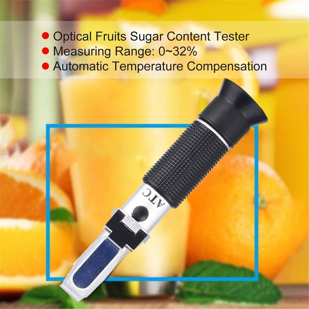 Refractometer 0~32% Optical Sugar Food Beverages Drink Juice ATC Content Meter Tool Test Handheld Measuring Tester