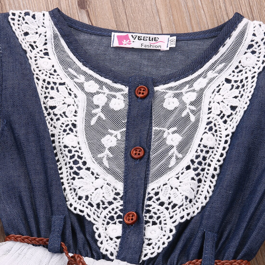 Vestidos de tul de tela vaquera con cinturón de encaje para niñas bebés y niñas de 1 a 6 años
