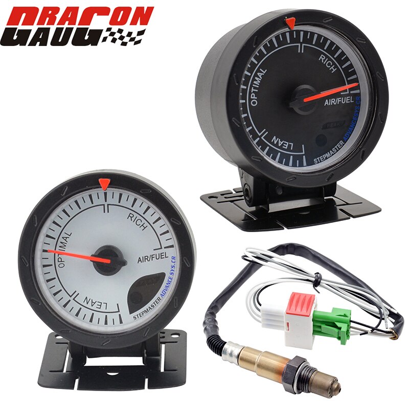 Dragon 2.5" 60MM Advance Narrow Band Auto Air Fuel Gauge Oxygen Sensor O2 Meter White Face Car Modification