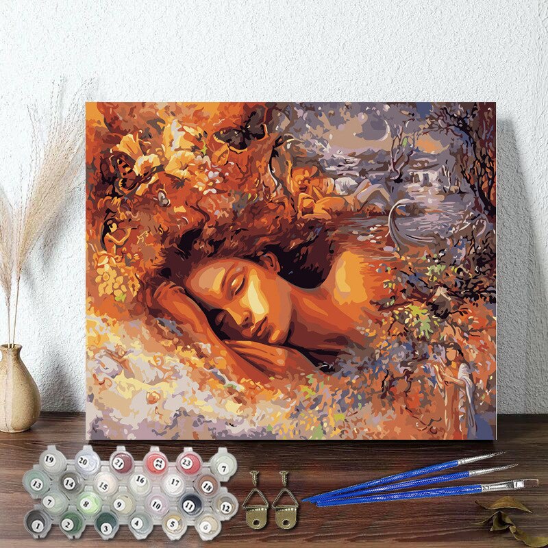 DIY Digital Oil Painting Home Living Room Decoration Painting Frameless Beautiful Frameless Cartoon Pictures: C3354-1C