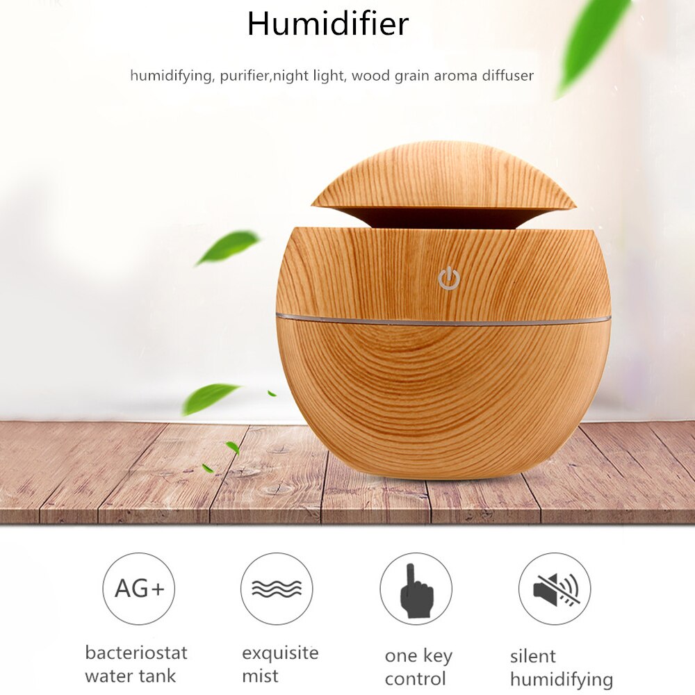 Wood Grain USB Air Humidifier Aroma Diffuser LED Night Light Electric Essential Oil Diffuser aromatherapy For Home Office