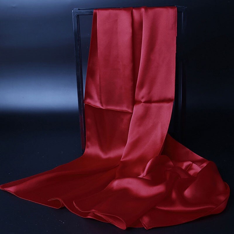 100% cachecol de seda pura e macia, cachecol longo de seda para mulheres, xales de seda de qualidade para meninas e mulheres: Wine red