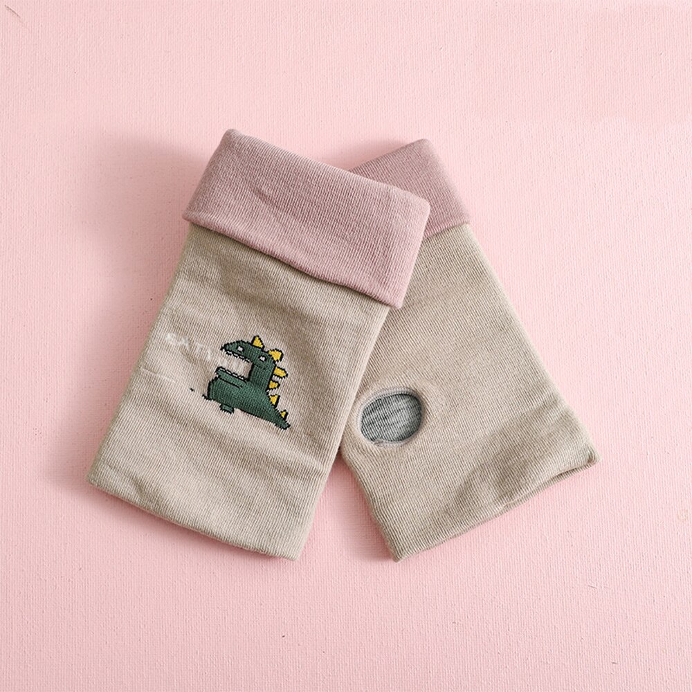 Rękawiczki bez palców kreskówka dinozaur kwiat z designem serca rękawiczki z dzianiny kobiety ciepłe zimowe różany palec ręka rękawice z jednym palcem: khaki dinozaur