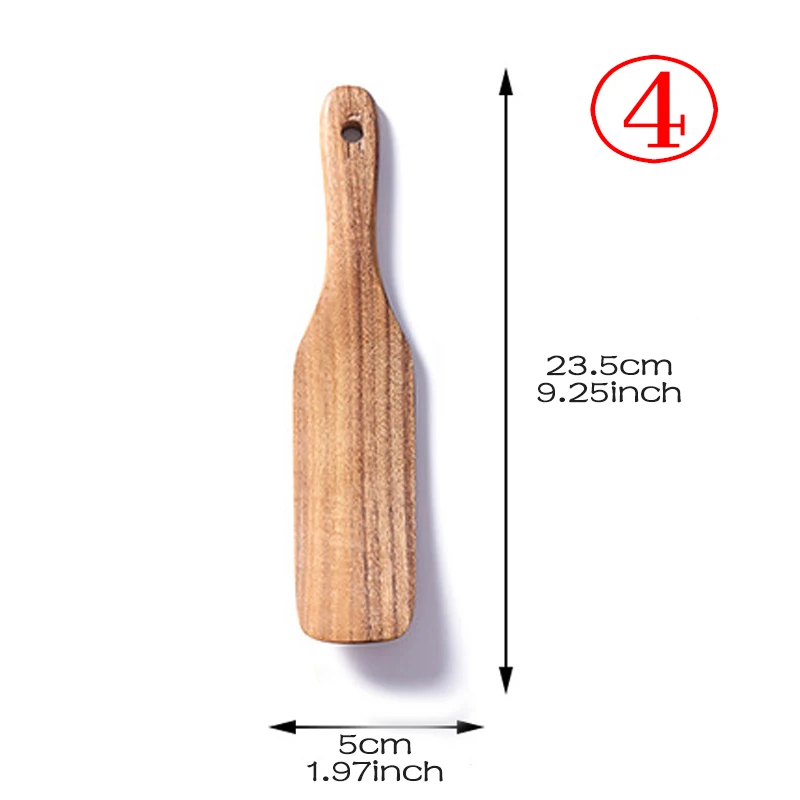 7 Stks/set Teak Natuurlijke Houten Servies Lepel Pollepel Turner Rijst Vergiet Soep Skimmer Koken Lepel Scoop Keuken Herbruikbare Tool Kit: CAMEL