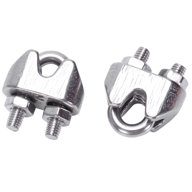 12Pcs 2mm 1/16 Inch Stainless Steel Wire Rope Cable Clamp Fastener & 1Pcs STAINLESS Steel Wire Rope Cable Rigging Extra, Length: