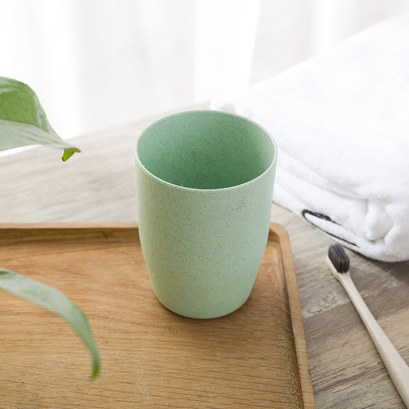 Vasos de baño de paja de trigo ambiental, enjuague bucal , cepillo de dientes, cepillo de dientes, taza de agua, taza de lavado: Wheat straw - Green