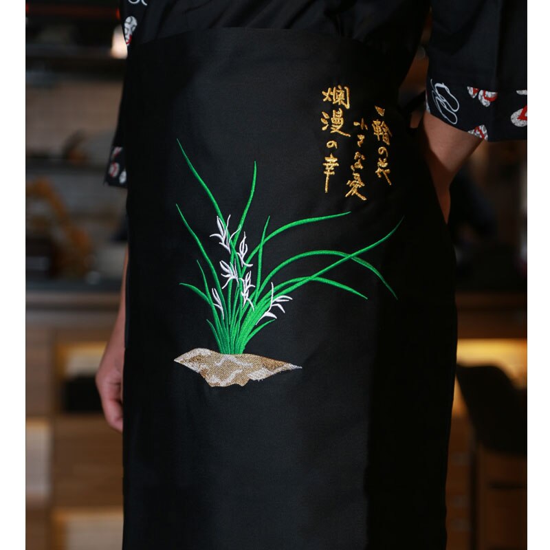 japan Cuisine Waiters broderie Aprons Chef Apron sushi Restaurant Food Service Accersories aprons: Green / One Size