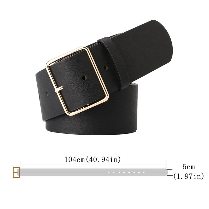 PU Leather Women Waist Belt for Jeans Gold Buckle Wide Ladies Dress Belt Strap Green Brown Black Female Sweater Waistband