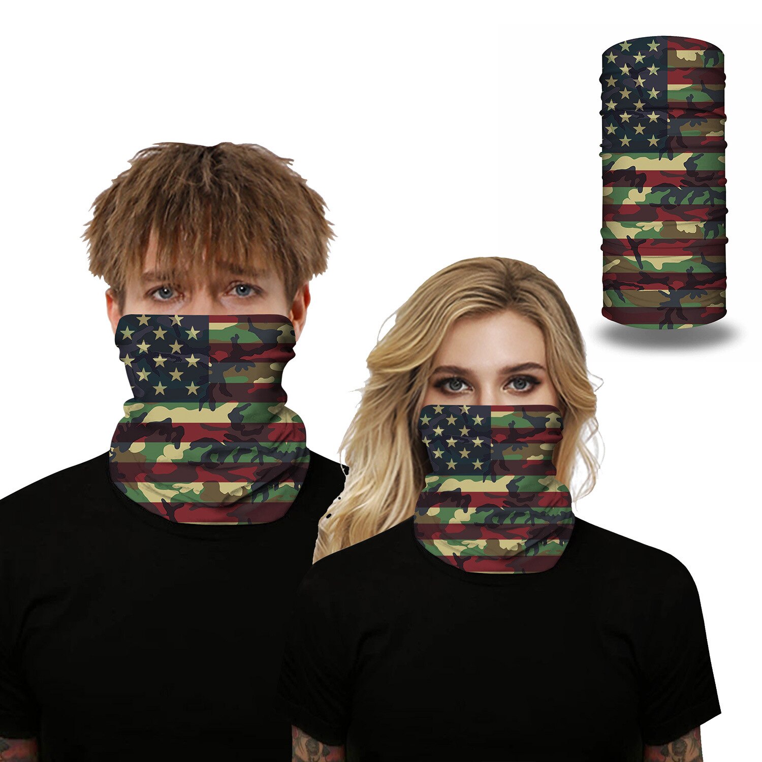 Camouflage flag print Magic Scarf Scarves Neck Face Mask Men Women Scarf Seamless Bandana Windproof Headwear Outdoor