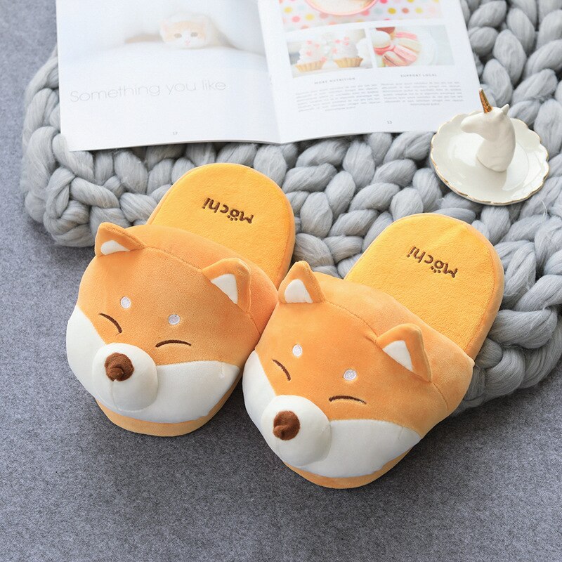 Sans lacet pantoufles pour femmes, chaussures chaudes Husky, pantoufles pour femmes, chaussures d'hiver, plates, pantoufles pour animaux, de noël: Orange / 7.5