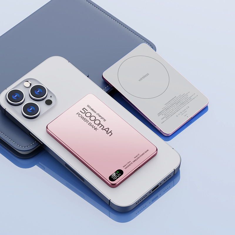 Originale powerbank aus aluminiumlegierung, ersatzakku für iphone 16, 15, 14, 13, 12, kabelloses schnellladegerät, magnetische powerbank mit magsafe-anschluss: Silber