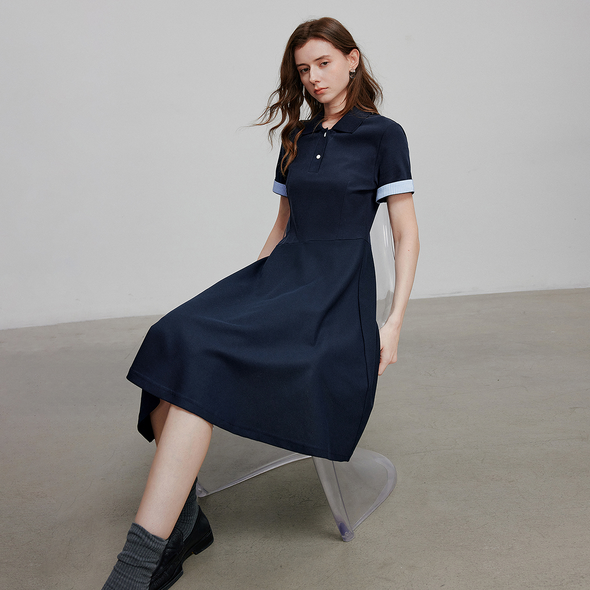 TOYOUTH Women Dress Summer Short Sleeve Casual POLO Dress 8529014