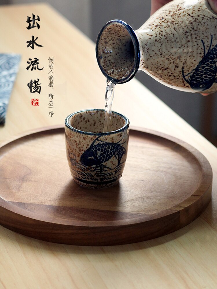 Japansk keramikk sake vinsett hvit gul sprit flaggegryte retro liten vinkoppdress antikk separator tradisjon vintøy