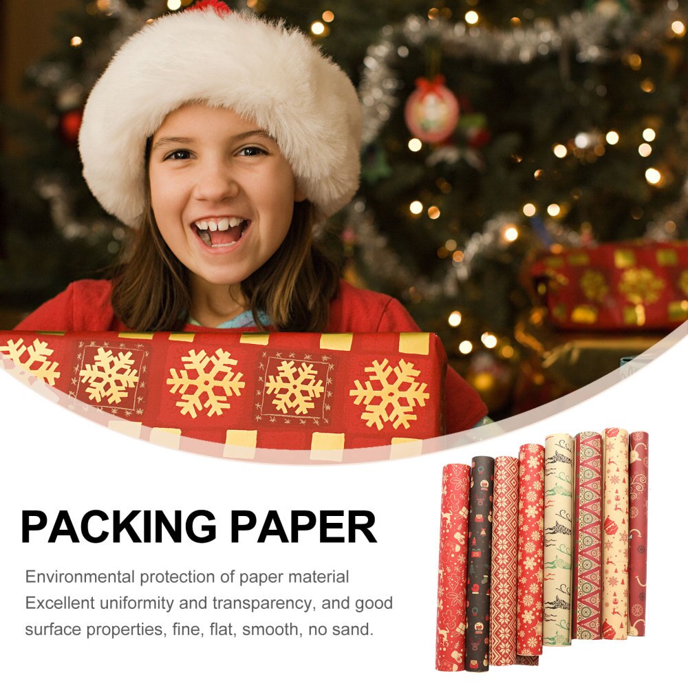 12pcs Christmas Wrapping Paper Durable Practical Stylish Christmas Packaging Paper Packing Sheet Christmas Packing Paper Gi