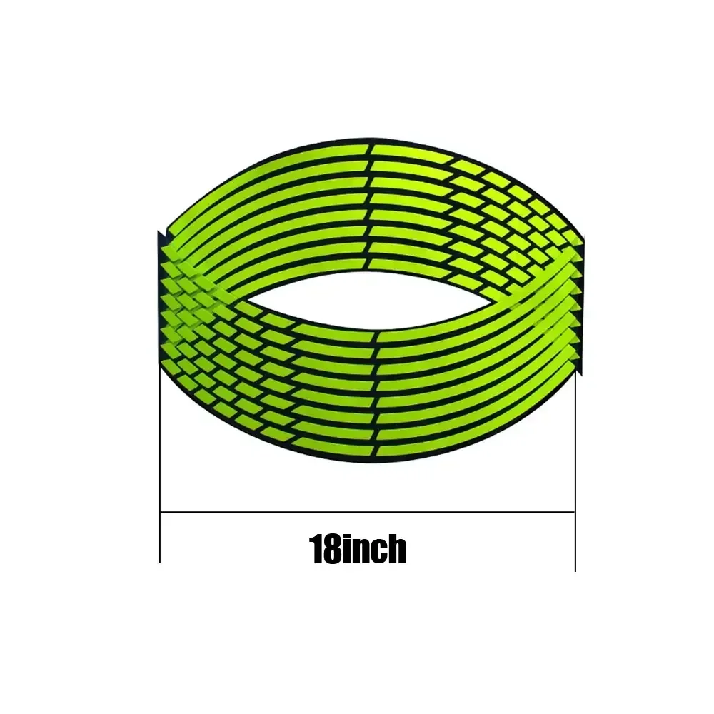 Adesivo universale per moto da 18'' Strisce riflettenti per cerchioni Striscia decorativa per auto Bici Moto Bicicletta Verde fluorescente Trim